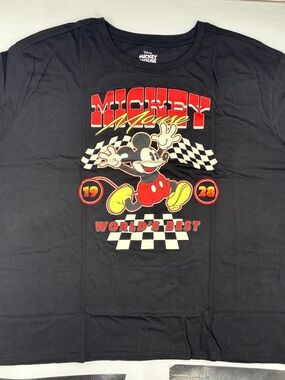 Torrid Mickey Mouse Relaxed Cotton Crew Tee in Deep Black